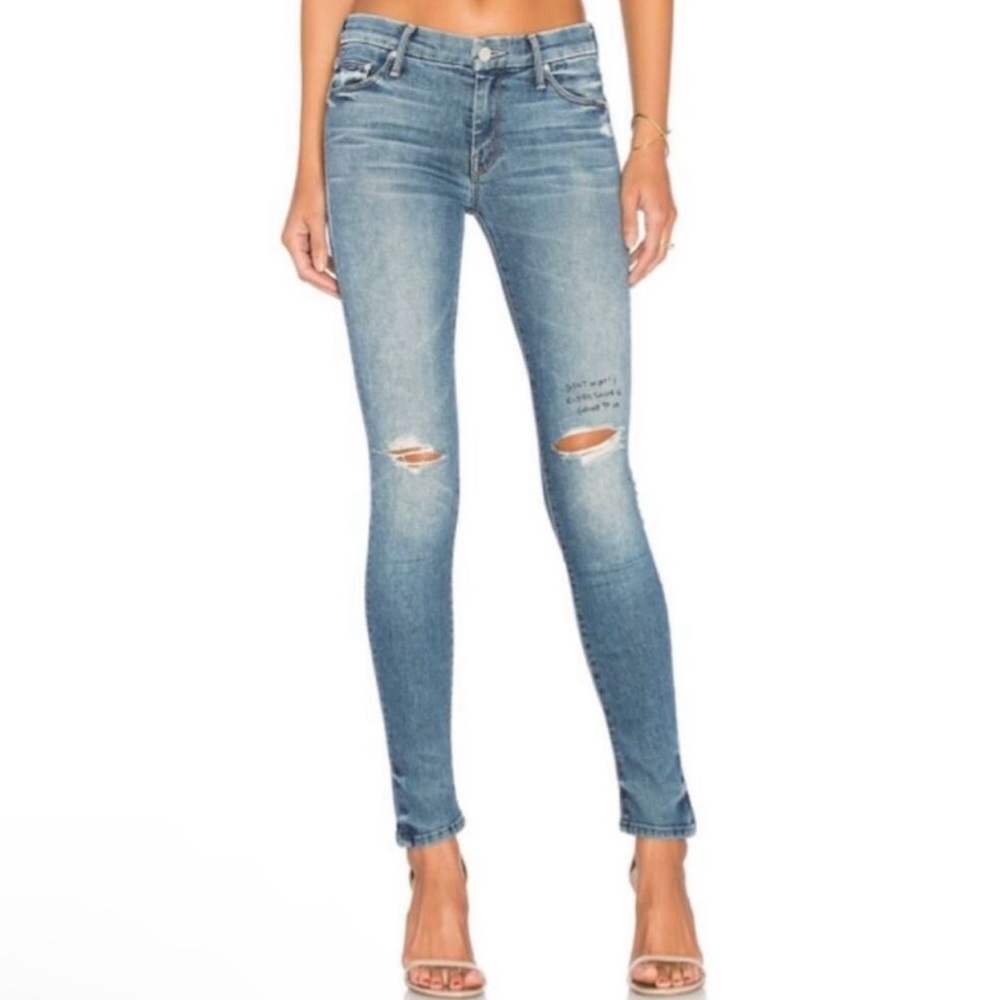 MOTHER Jeans The Looker Furiously Happy Distressed Embroidered Stitched Women 25